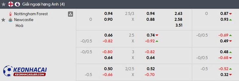 Tỷ lệ soi kèo Nottingham vs Newcastle Tỷ lệ soi kèo Nottingham vs Newcastle