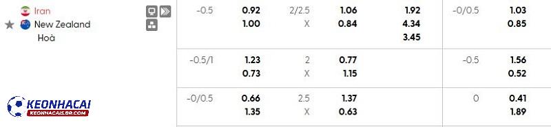 Tỷ lệ soi kèo Iran vs New Zealand Tỷ lệ soi kèo Iran vs New Zealand